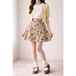 White Stag Floral A-Line Skirt Womens 14 Twee Cottagecore 100% Cotton Mini Indie